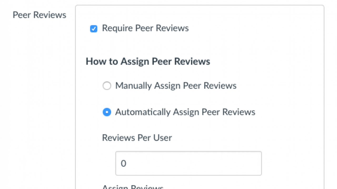 Screenshot of peer review interface in Canvas